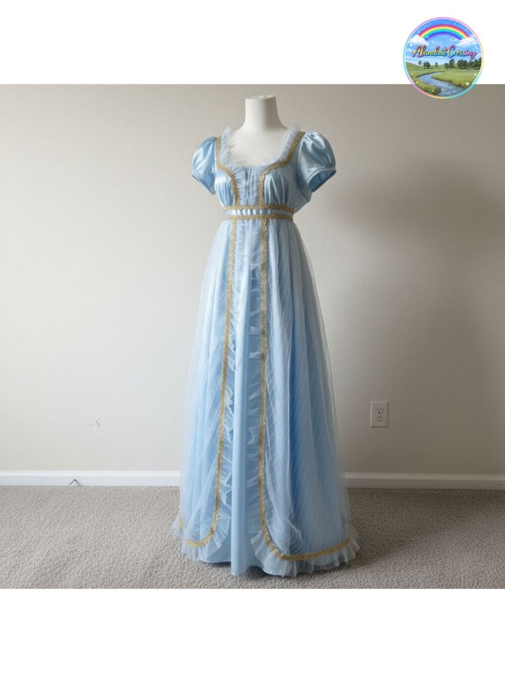 Regency Dress Empire Waist Lace Ruffle Victorian Tea Party Gown